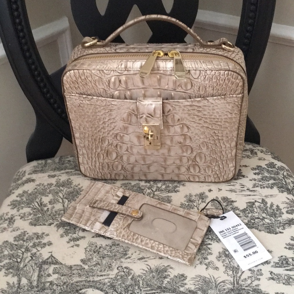 Brahmin Evie Sugar Cane Leather bag AND Credit Card Wallet. NWT - Picture 8 of 8